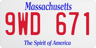 MA license plate 9WD671