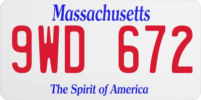 MA license plate 9WD672