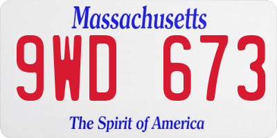 MA license plate 9WD673