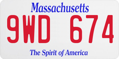 MA license plate 9WD674