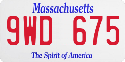 MA license plate 9WD675