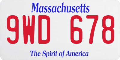 MA license plate 9WD678