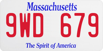 MA license plate 9WD679