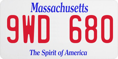 MA license plate 9WD680
