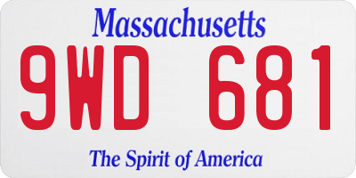 MA license plate 9WD681