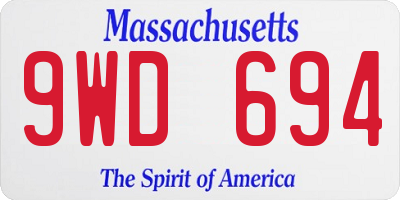 MA license plate 9WD694