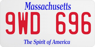 MA license plate 9WD696