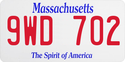MA license plate 9WD702