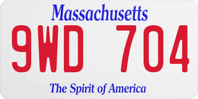 MA license plate 9WD704