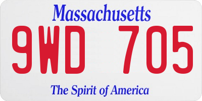MA license plate 9WD705