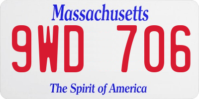 MA license plate 9WD706