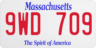MA license plate 9WD709