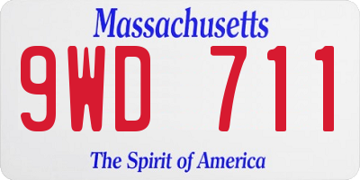 MA license plate 9WD711