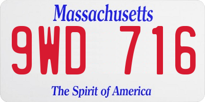 MA license plate 9WD716