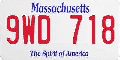 MA license plate 9WD718