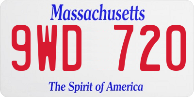 MA license plate 9WD720