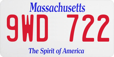 MA license plate 9WD722