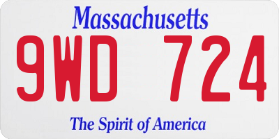 MA license plate 9WD724