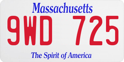 MA license plate 9WD725