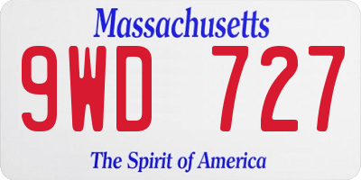 MA license plate 9WD727