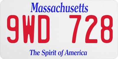 MA license plate 9WD728