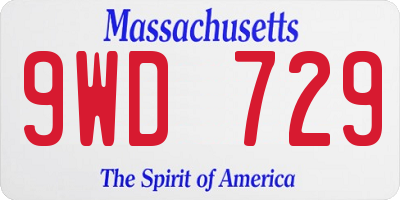 MA license plate 9WD729