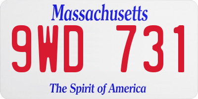MA license plate 9WD731