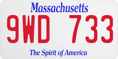 MA license plate 9WD733