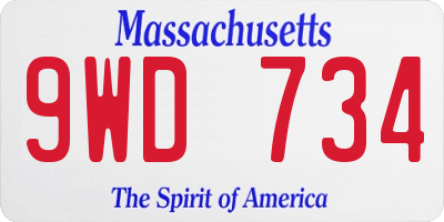 MA license plate 9WD734