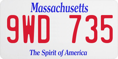 MA license plate 9WD735