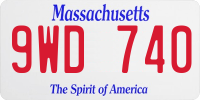 MA license plate 9WD740