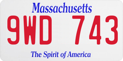 MA license plate 9WD743