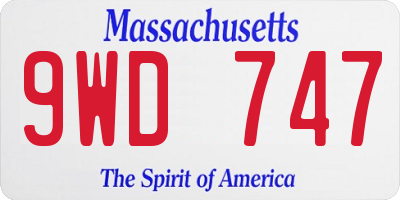 MA license plate 9WD747