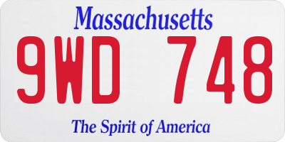 MA license plate 9WD748