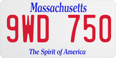 MA license plate 9WD750