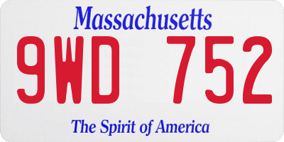MA license plate 9WD752