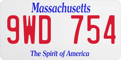 MA license plate 9WD754
