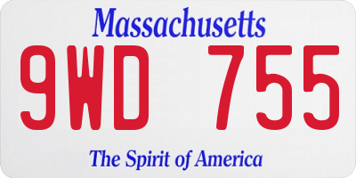 MA license plate 9WD755