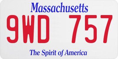 MA license plate 9WD757
