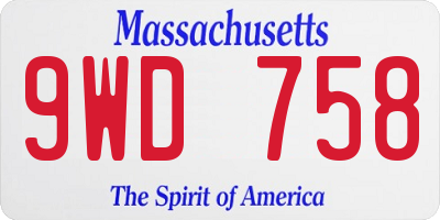 MA license plate 9WD758