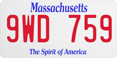 MA license plate 9WD759