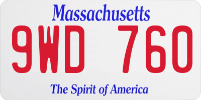 MA license plate 9WD760