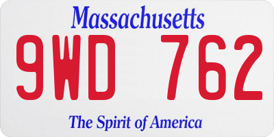 MA license plate 9WD762