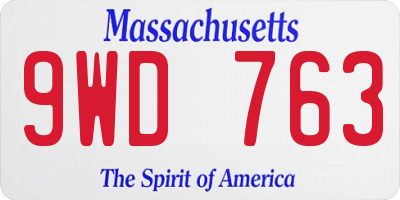 MA license plate 9WD763