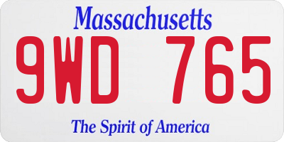 MA license plate 9WD765