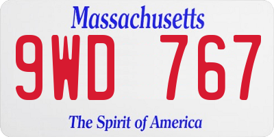 MA license plate 9WD767