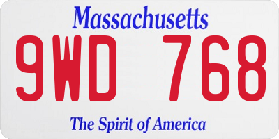 MA license plate 9WD768