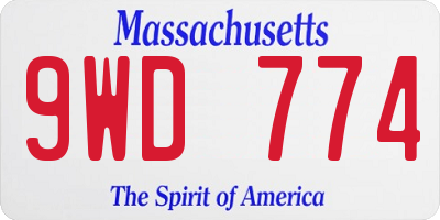 MA license plate 9WD774