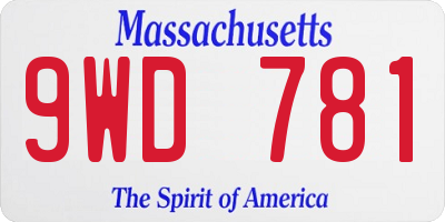 MA license plate 9WD781