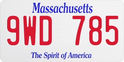 MA license plate 9WD785
